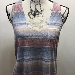 New True Religion Women Striped Tank Top Razor Back Blue Multicolour Small USA